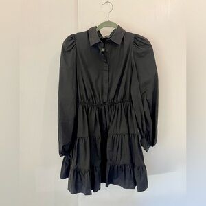 🎈Bardot Black Long Sleeve Ruffle Dress